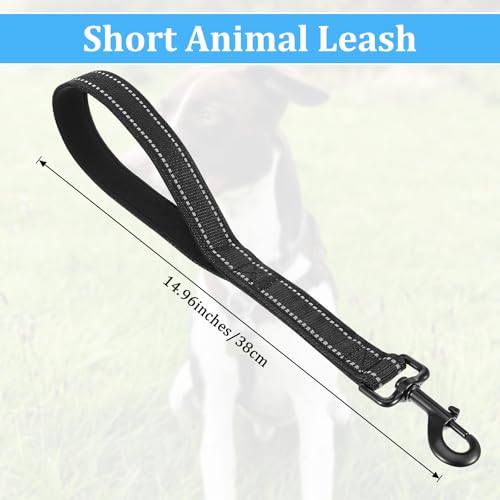 38 cm Hausleine für Hunde, Hundeleine Kurz Trainingsleine mit Gepolstertem Griff und 360° Drehbarer Metallclip Schwarz Kurzführer für Große Mittlere Kleine Hunde Schwarz