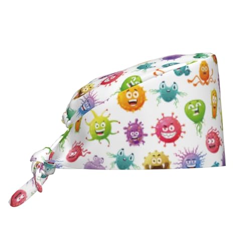 Image of Working Cap Scrub Cap with Sweatband Adjustable Unisex Women Tie Back Hat Nurse Surgical Caps