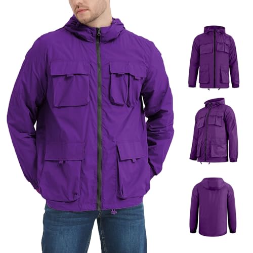 Veste imperméable homme coupe-vent violette contre la pluie et le froid automne-hiver M