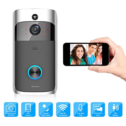 Preisvergleich Produktbild CICIN Intelligente WiFi-Video-Türklingel, drahtlose Heimüberwachungs-Video-Sprachsprecha... mit geringem Stromverbrauch Einfach zu installierender Alarm-Türsensor