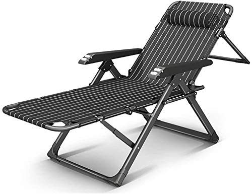 Chaise longue de jardin pliable adulte inclinable noir pour loisirs extérieurs