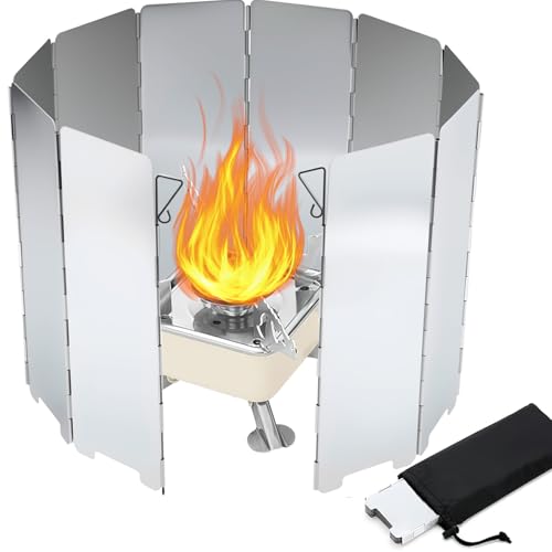 XIMEY Paravento Fornello Campeggio 10 Stecche, Paravento Fornello, Paravento Fornello Gas, Accessori...