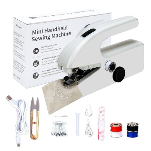 Mini máquina de coser con accesorios de costura, máquina de coser recargable portátil, herramienta de puntada rápida eléctrica portátil para uso doméstico, para coser ropa, cortinas, bricolaje hogar y
