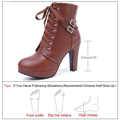susanny high heel boots for womenwomens platform boot heels sexy round toe lace up high heels mid calf boots