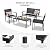 Shintenchi 4 Pieces Patio Furniture Set All Weather Textile Fabric Outdoor Conversation Set, with Glass Coffee Table, Loveseat, 2 Single Chairs for Home, Garden, Lawn, Porch?Black?