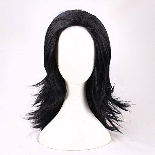 Man's long black cosplay wig halloween wig for movie