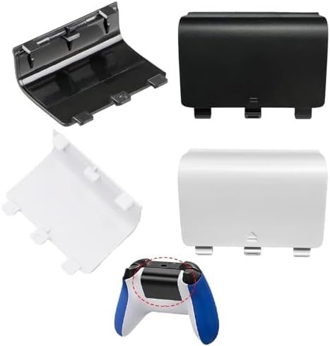 Battery Door Replacement Compatible with Xbox One Controller Back Panel Housing Repair Parts Black and White 4 Pack - 2