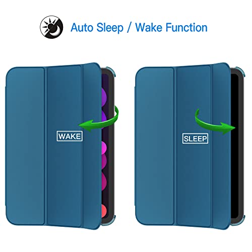 Image of JETech Cover Case for iPad mini (A17 Pro, 2024 Model, 7th Generation) / mini 6 (2021 Model, 6th Generation), Slim Stand Hard Back Shell Smart Cover with Auto Wake /Sleep (Teal)