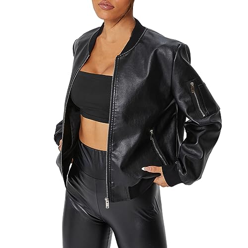 Manteau femmes veste en simili cuir chic ajustée pour hiver