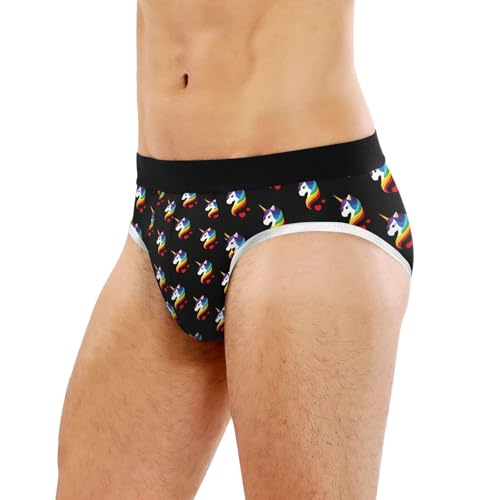 Classic Men's Briefs Underwear Unicorn Red Hearts Rainbow Breathable and Soft Comfort Triangle Underwear S-3XL4