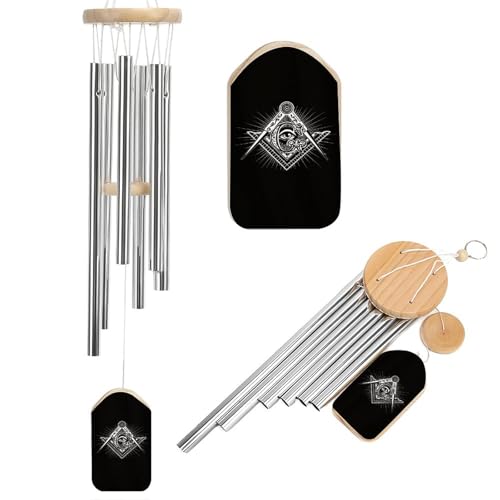 Image of Masonic Freemason Square Compass Large Aluminium Wind Chimes Memorial Wind Chimes for Outdoor Garden Patio Decoration