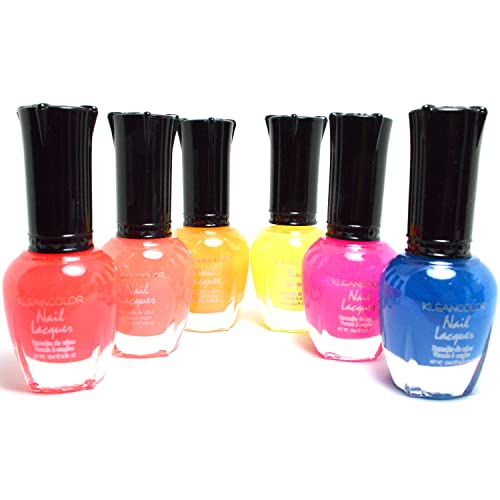 Kleancolor 6 Glow in The Dark Nail Polishes Polish Manicure Pedicure Boogie Spooky KNP24-A Go + Free Zipper Bag