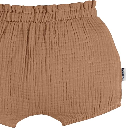 Gerber Baby Girls' 3-Pack Bubble Shorts, Brown/Dot/White, 24 Months - image 5