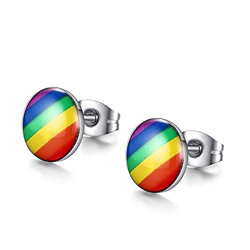 Preisvergleich Produktbild Ellepigy Unisex Gay Pride Rainbow Streifen Farbe Ohrstecker Paar