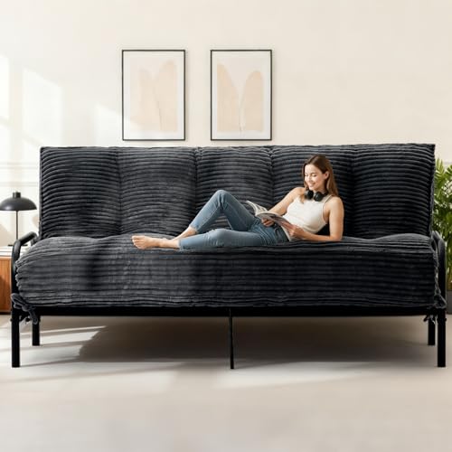 feliz home 10' Futon Mattress Queen Size,Futons Sofa Couch Bed with Straps, Thick Corduroy Floor...