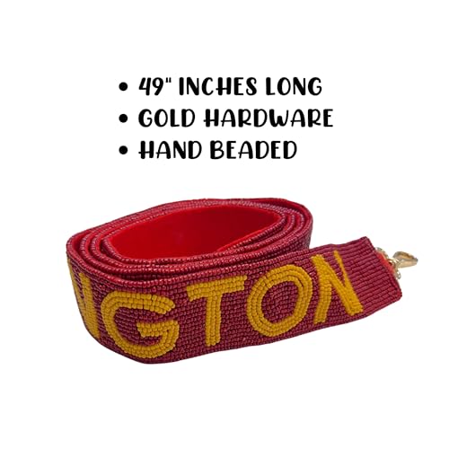 Washington Dark Red Beaded Purse Strap Yellow Letters 49” Length Pro Football Stadium Approved Clear Bag Commander Gold Hardware Sports Division East4