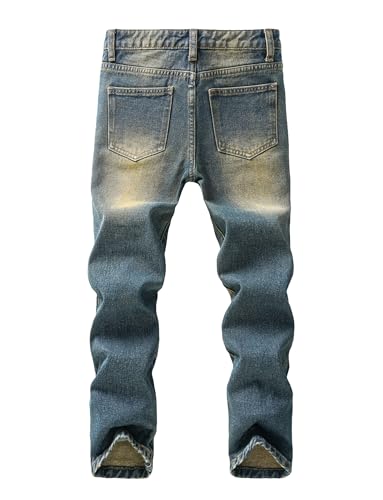 SEAUR Cool Boys Skinny Fit Cotton Ripped Destroyed Distressed Slim Jeans Kids Stacked Drip Washed Denim Pants Slacks for Boy2