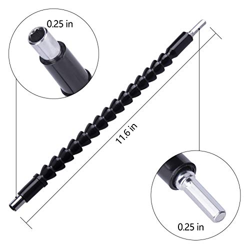 Flexible Soft Shaft Extension Drill, Flexible Extension Screwdriver Bit Holder, Easy Bendable Snake Driver Extender for Electrical Screwdriver or Hand Drill Multi-Angle Work (11.6 In)