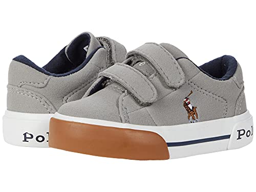 Polo Ralph Lauren Baby Boy's Graftyn EZ Sneaker (Toddler) Grey Microsuede/Multi Pony Player 6 Toddler M