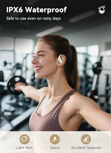 Image of jaddsa Wireless Earbuds, 2026 ENC Noise Cancelling Ear Buds with Smart Touchscreen, Bluetooth 5.4 Headphones, Bass Stereo Sound Over-Ear Earbuds, 5 EQ Modes for Sports /Travel /Gym- Ivory White