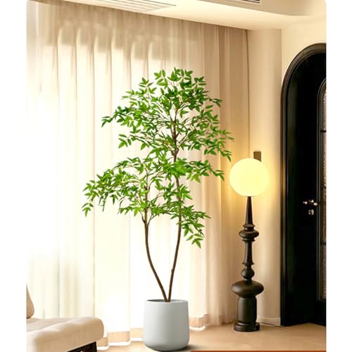 HGJH ナンテンの木 人工観葉植物 リアル インテリア おしゃれ 枯れない 鉢付き 人工植物 侘寂風 大型フェイクグリーン 03セット 室内用 落ち着いた空間 和モダン 北欧風 ナチュラル 高さ約1.5M