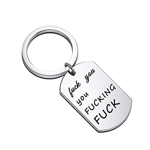 CENWA Shameless Jewelry Fuck You You Fucking Fuck Keyhchain Humor Fuck Saying Gift FUUFF Funny Bad Language Gifts (FUUFF dog tag k)