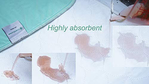 Careboree Pack Of 2 Cotton Top-Layer Reusable Tuckable Underpads Incontinence Bed Pads Queen 34"X60" Washable 21" Wings #TOP4