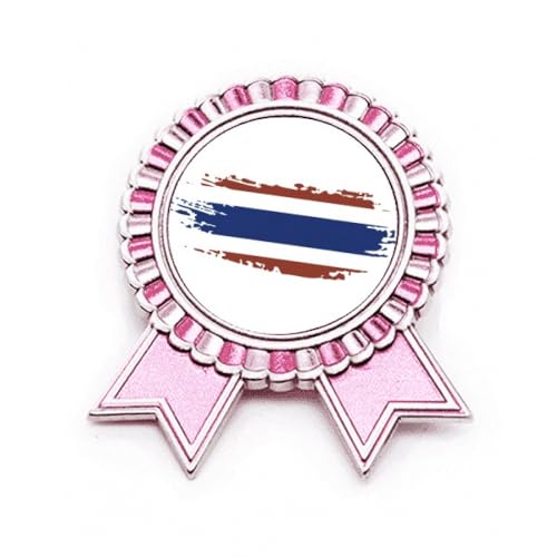 Broche rose drapeau thaïlandais Bangkok bijou en métal de taille M