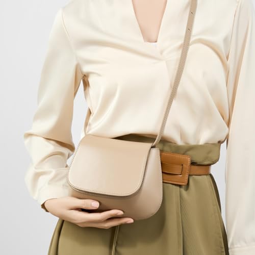 Image of MFFOR Small Crossbody Bags, Leather Purses for Women, Cross Body Purse | Genuine leather, 8.2*3.1*6.2inch, Magnetic clasp, Adjustable strap, Solid color, Sleek design