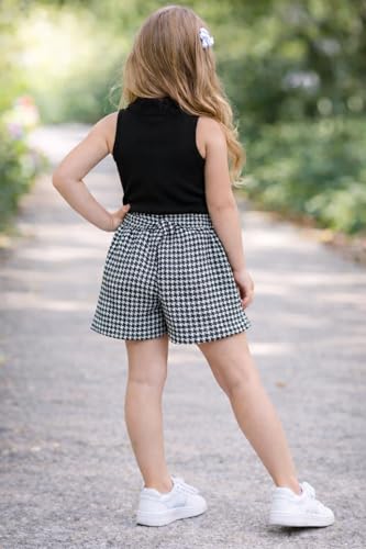 Image of Girl's Solid Cotton Blend Style Top and Shorts Set