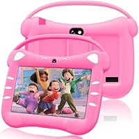 VESWWE Toddler Tablet for Kids 7 Inch Kids Tablet Android with WiFi Dual Camera Bluetooth Parental Control Shockproof Case Educational Games 32GB ROM ages 3-14 year old (Rose Red)