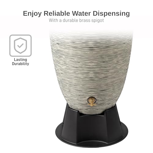 Image of RTS Home Accents 50-Gallon Newport Rain Barrel with Stand and Removable Lid, Slate Color