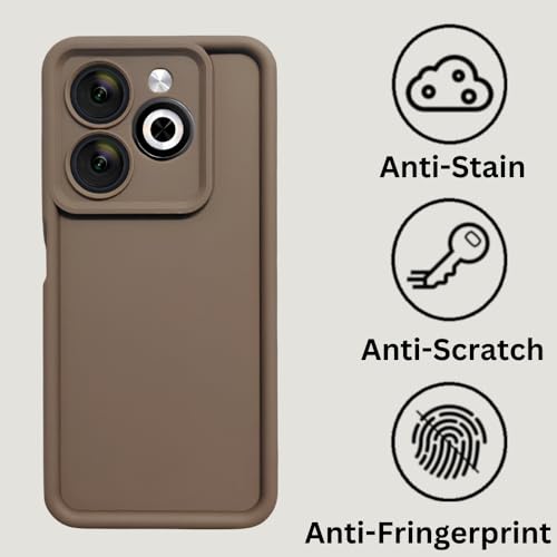 Image of Scalebee Soft Flexible Matt Finish Anti Slip Scratch Proof Camera Protection Silicon Case Back Cover for Techno POP 8 / Spark 20 / Spark 20C / Infinix Smart 8 Brown