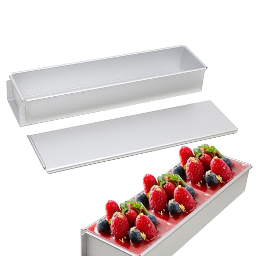 Molde para tartas con tapa – Molde de aluminio antiadherente | Molde rectangular con bandeja extraíble para tartas de queso, mousse, pan, pastelería, utensilios de horno interior.