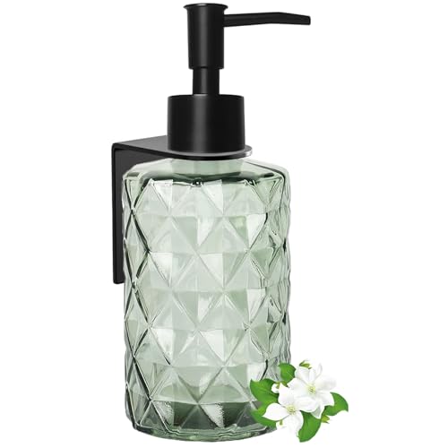 Green Glass Soap Dispenser 11oz Clear Shampoo Dispenser for Wall Mount