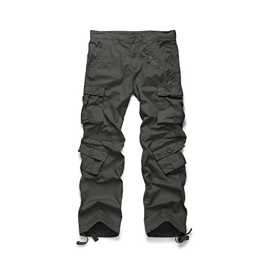 Aeslech Pantalon Cargo Homme Militaire avec 8 Poches Baggy Pantalon de Combat d'extérieur de Travail 1 Dark Gris 38 - FR 48