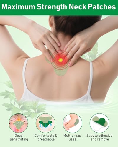 Image of HOOPOES Neck Pain Relief Patches | Fast Acting Herbal Pain Relief Patch for Cervical, Shoulder & Muscle Pain | Hot & Cold Therapy | Long Lasting 8-12 Hours | Easy Peel & Stick (10 Patches)