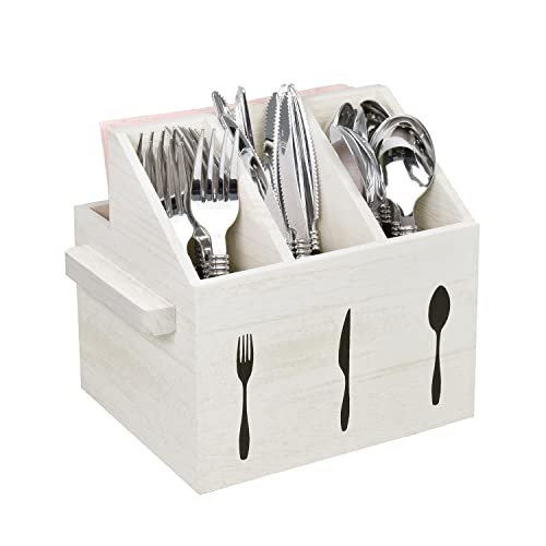 Ikee Design Wooden Utensil Caddy with Handles