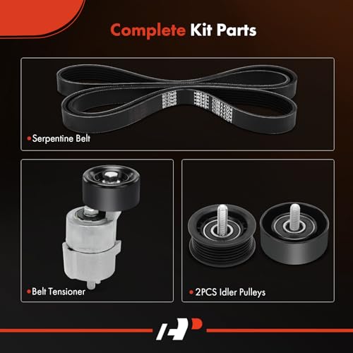 A-Premium Kit de transmissão de correia serpentina do motor com tensor e polia intermediária compatí