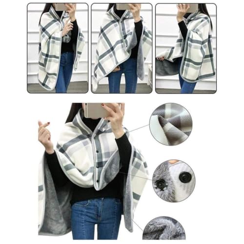 Tartan Plaid Blanket with Buttons Wearable Blankets Shawl Wraps for Women - image 4