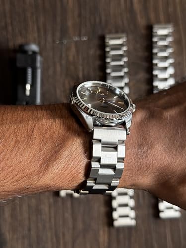 Image of Solid Steel Watch Band for 18mm-20mm 304 Solid Stainless Steel, Adjustable to Any Wrist Size, Comes With Length Adjustment Tool. with Deployment Clasp with Safety Lock.