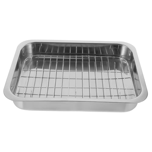 ULTECHNOVO Bandeja Horno Rectangular Acero Inoxidable con Rejilla Cocina Versátil para Repostería y Asados para Postres y Snacks