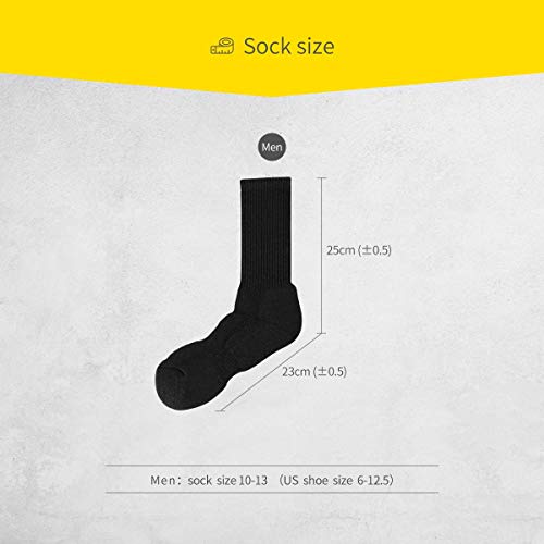 Sox Town Men's Moisture Wicking Control Breathable Performance Athletic Workout Training Combed Cotton Cushion Crew Socks(Black M) #TOP4