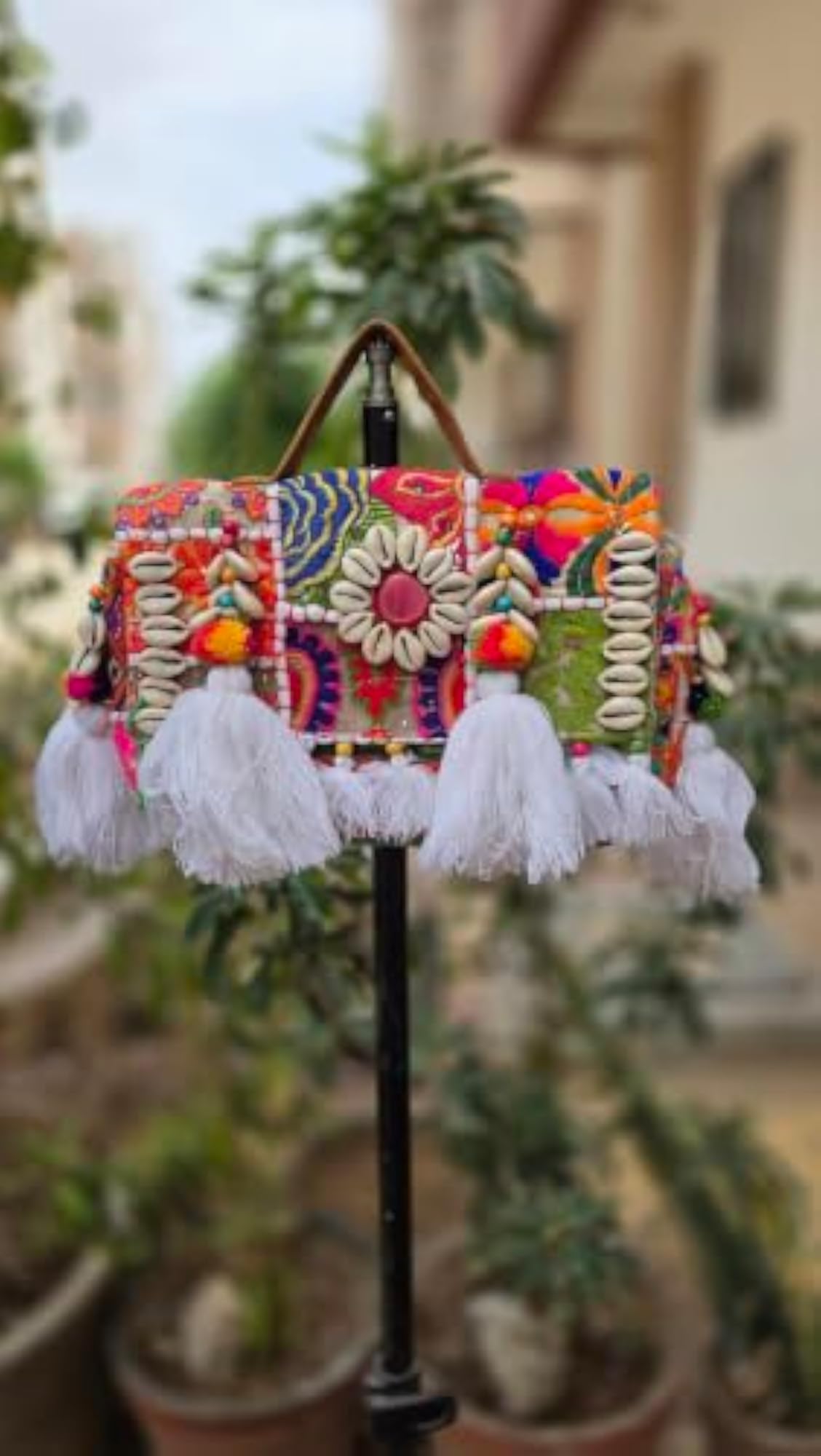 Banjara Sling Bag with Cowrie Shell Embroidery, Handmade