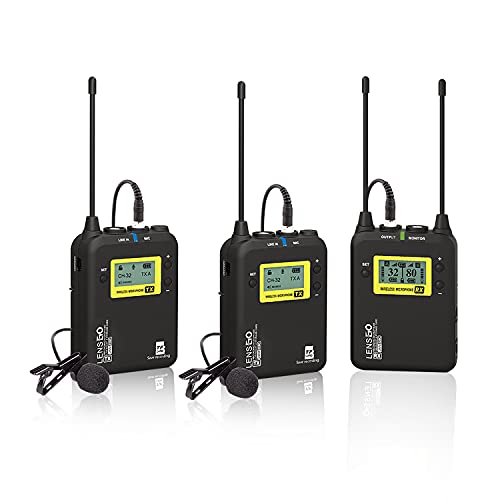 【 REALE MONITORAGGIO ＆ SCANSIONE AUTOMATICA 】Sistema di microfoni lavalier wireless dotato di display LCD. Il monitoraggio in tempo reale del volume e della potenza può misurare se il video funziona normalmente durante la riproduzione e ha una funzione di scansione automatica della frequenza, evitando efficacemente l'interferenza del canale. Inserire la scheda TF 32G nel trasmettitore, registrare e salvare l'audio in tempo reale durante la registrazione