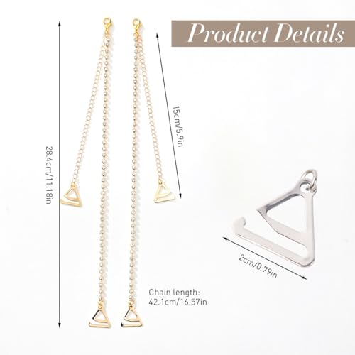 MAYCREATE® 2 Pairs Adjustable Bra Straps for Women, Crystal Beaded Bra Straps Chain, Rhinestone Straps for Bra Women, Shining Lingerie Shoulder Strap for Strapless Dress - Image 3