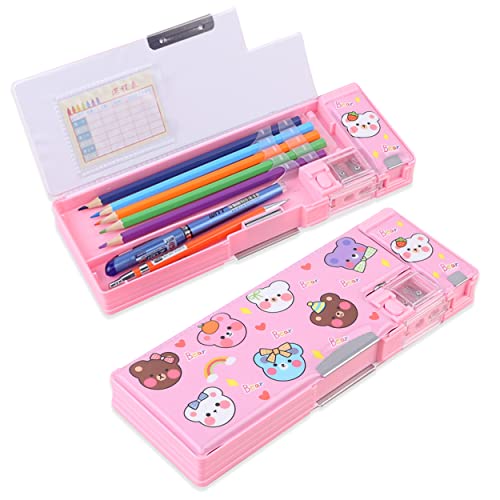 LilyBeauty Estojo Multifuncional Dobrável para Lápis, Ideal para Meninas E Meninos. Organizador de Canetas Fofo com Apontador, Calendário E Outros Itens Escolares. Ótimo Presente de Aniversário