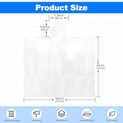 108 Pack Disposable Rain Ponchos for Adults Plastic Ponchos with Hood Raincoat Bulk for Men Women Camping Outdoor2