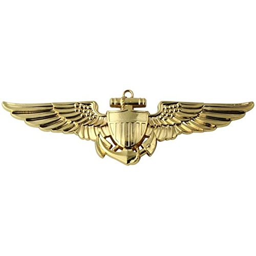 Emblema de auto aviador naval en metal oro para lucir en carretera