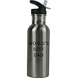 Engraved Cases World's Best Dad Stainless Steel Silver Water Bottle - Great Gift for Father's Day, Birthday for Dad, Grandpa, Papa, Husband